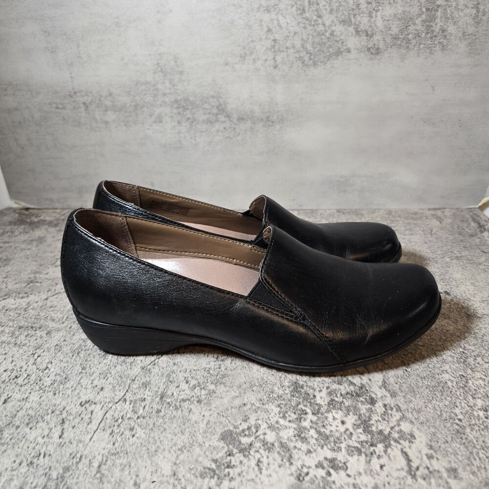 Dansko Womens Farrah Slip On Black EU 37 M US 7 Leather Loafers Driving Mules